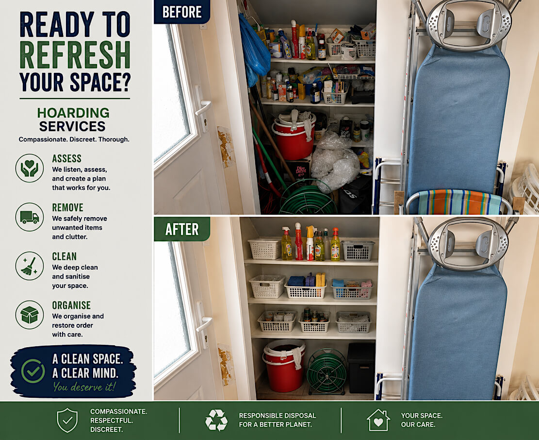 Cluttered storage space cleared